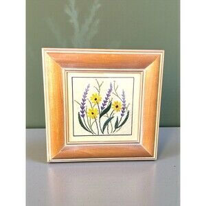 Bucilla Crewel Lavender Fields Framed & Matted Under Glass Purple Yellow Floral